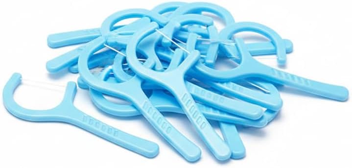 DAISO Wide Dental Floss Picks - 50-Piece Pack, Easy Grip Oral Care Flossers, Blue - Image 2